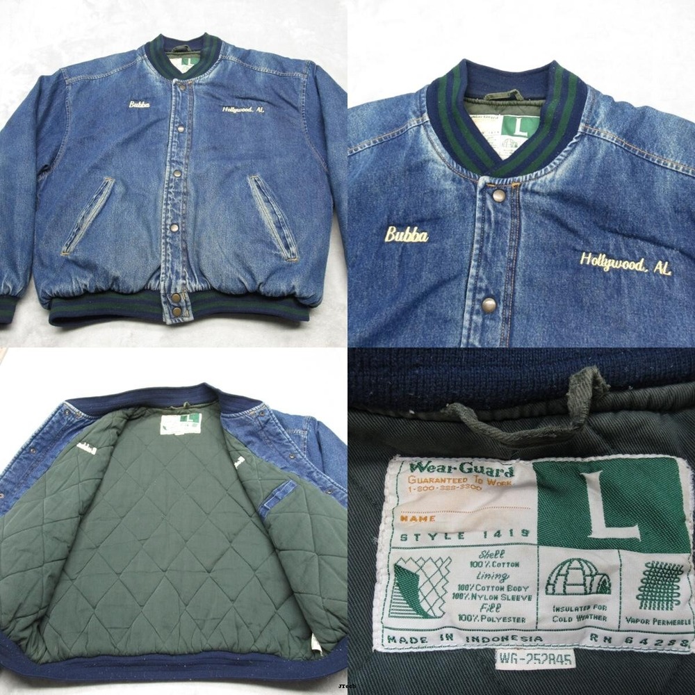 Wearguard Denim Jacket Men Large Blue Insulated Snap Bubba Hollywood Rugged VTG